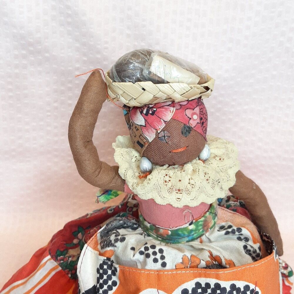Vintage Handmade Doll 8 Inch African Folk Art Cloth Doll With Spices - Picture 3 of 6